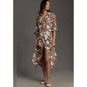 Anthropologie The Soren Long-Sleeve Shirt Dress by Maeve Size S